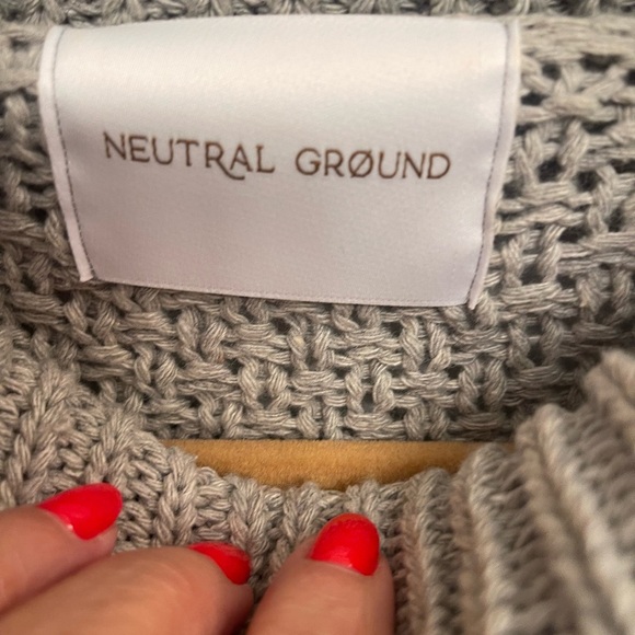 Gray Cowl Neck Cable Knit Sweater - Picture 6 of 10